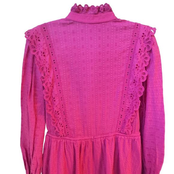 SCOTCH & SODA Schiffli Embroidered A-Line Mini Dress Hot Pink Sz EU 32 / US 2 - Picture 12 of 16